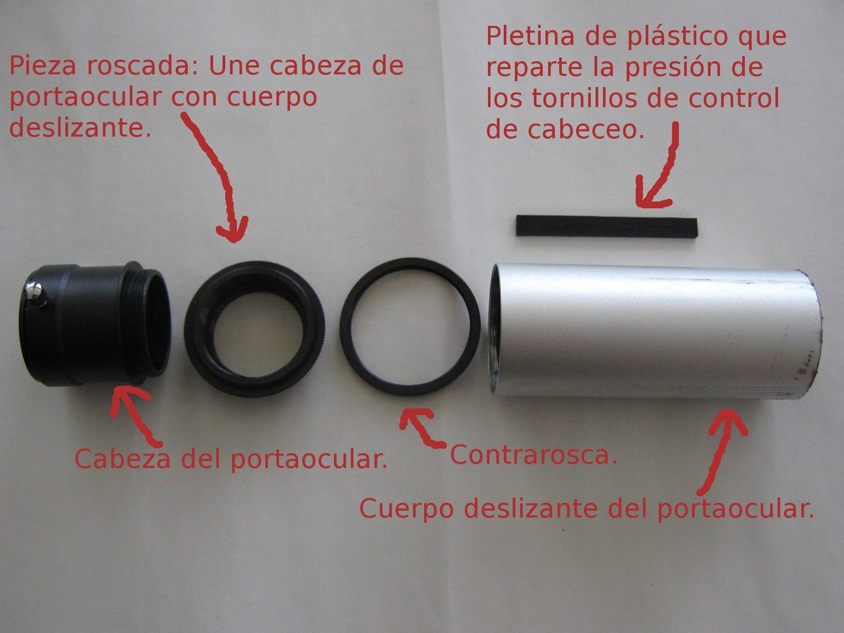 El tubo deslizante completamente desmontado